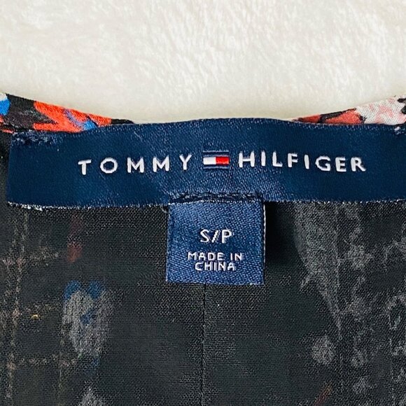 Tommy Hilfiger Blouse Women Size Small Floral Mushroom Mixed Print Pintuck - Picture 5 of 13